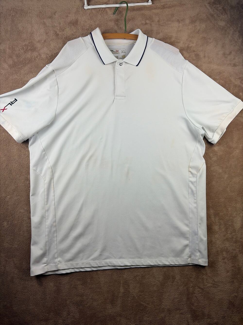 RLX Ralph Lauren Polo Shirt Mens XL White Short Sleeve Airflow Golf Performance